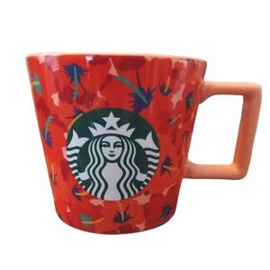 Starbucks Hibiscus Floral Mug 14oz 2020 Summer Red Orange Peach Collection